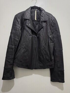 Truth and Pride Black Quilted Leather Moto Jacket L